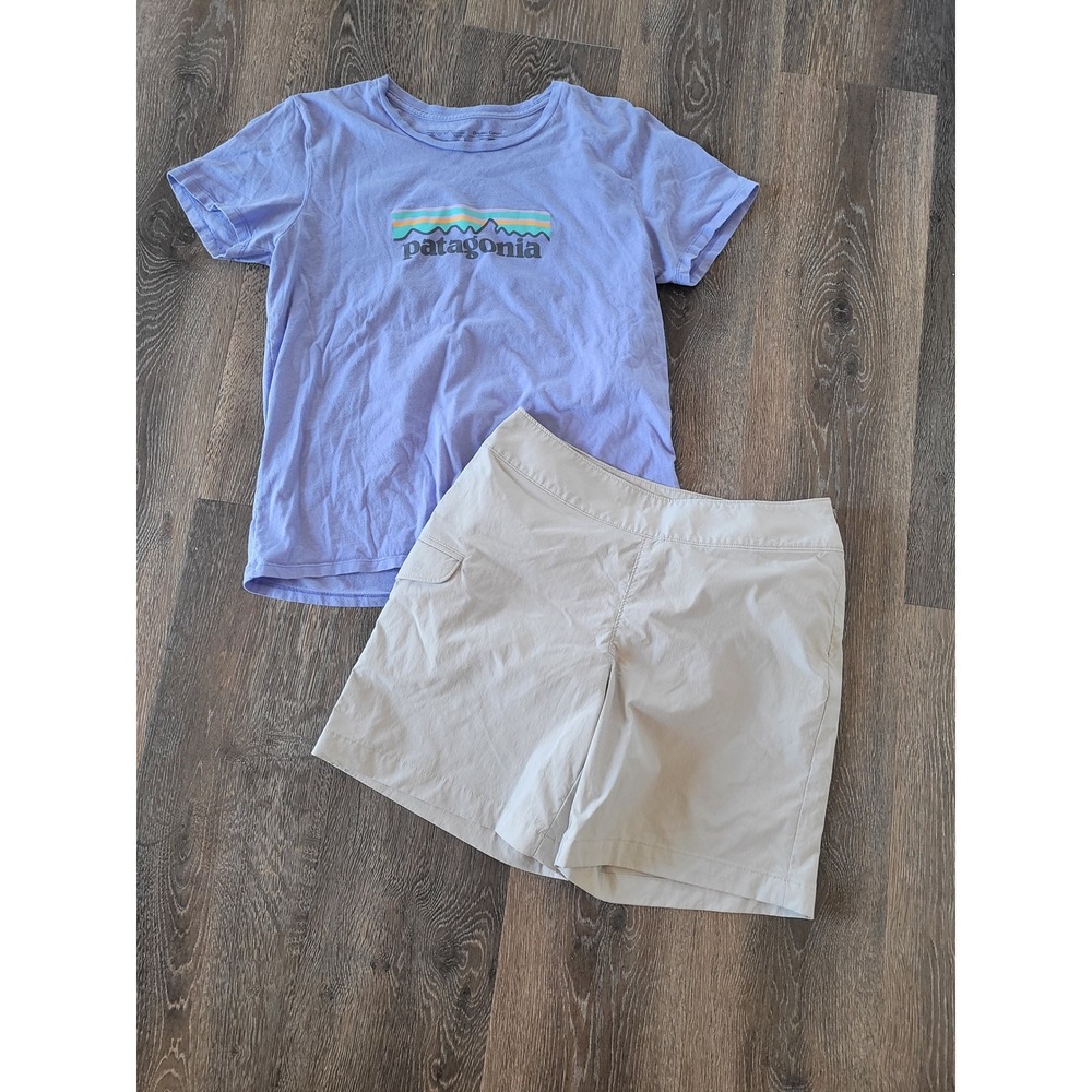 Patagonia Women's Shorts & Organic Cotton T-Shirt Set Activewear 6‎ Small #19/P2